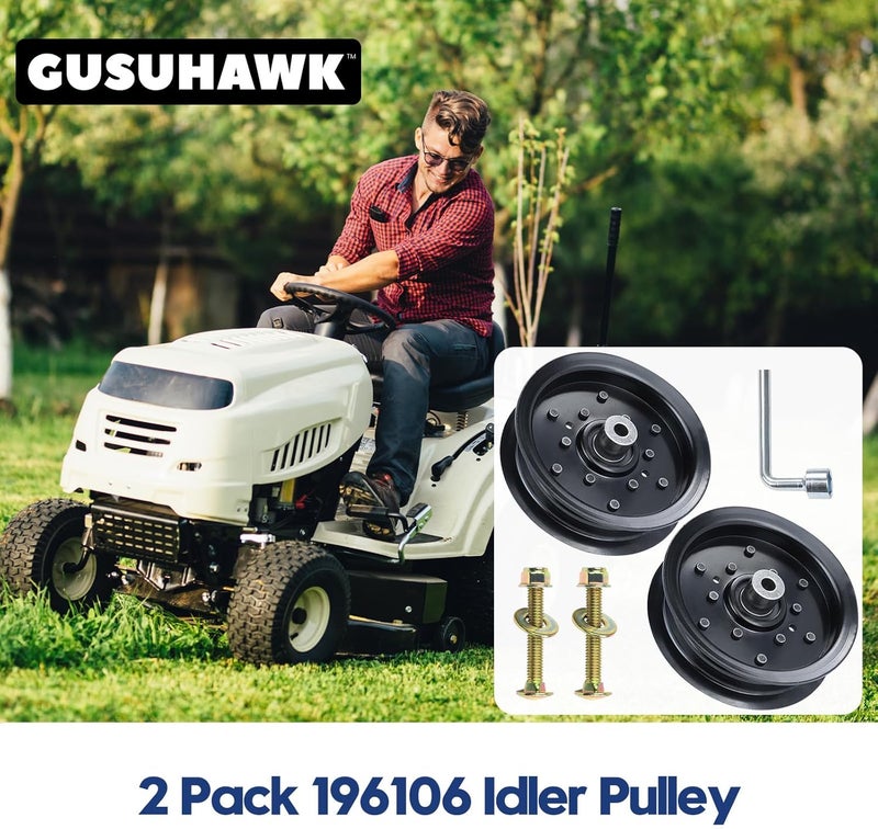 GUSUHAWK 2 Pack 532196106 Husqvarna Idler Pulley Replace Husqvarna 532197379, 532196106, Craftsman 197379, 196106 for Z254 LGT2654 MZ54 RZ5424 RZ5426 YTH20K46 YTH21K46 YTH22V46 YTH2348 Lawn Tractors - Image 2